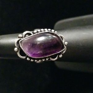 Abstract Amethyst Teardrop Ring in Deco Setting